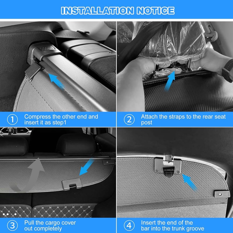 AUXKO Retractable Cargo Cover for Mazda CX-5 2025-2017, Trunk Cargo Cover Luggage Security Shade Cover for 2025 2024 2023 Mazda CX5 Shielding Shade Anti-Peeping Luggage Privacy Screen, Carbon Fiber - Image 4